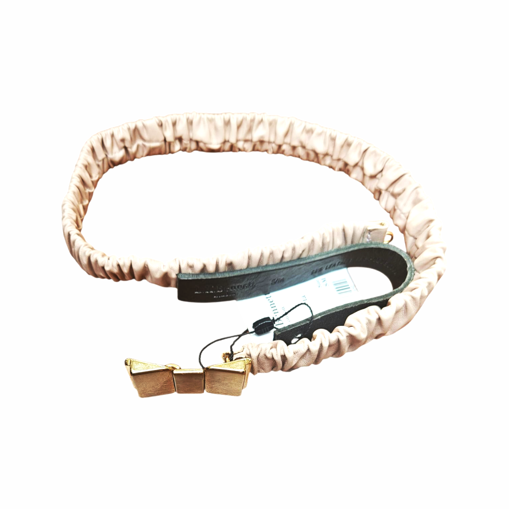 Ruched Elastic Belt with Gold Bow Clasp - L.K. Bennett