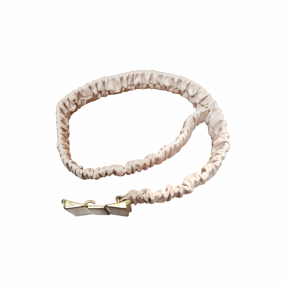 Ruched Elastic Belt with Gold Bow Clasp - L.K. Bennett