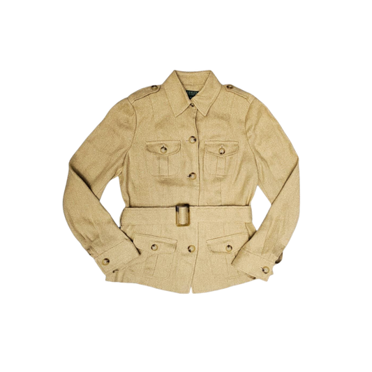 Gold Silk & Linen Safari Style Jacket - Lauren Ralph Lauren - Re:Velvet