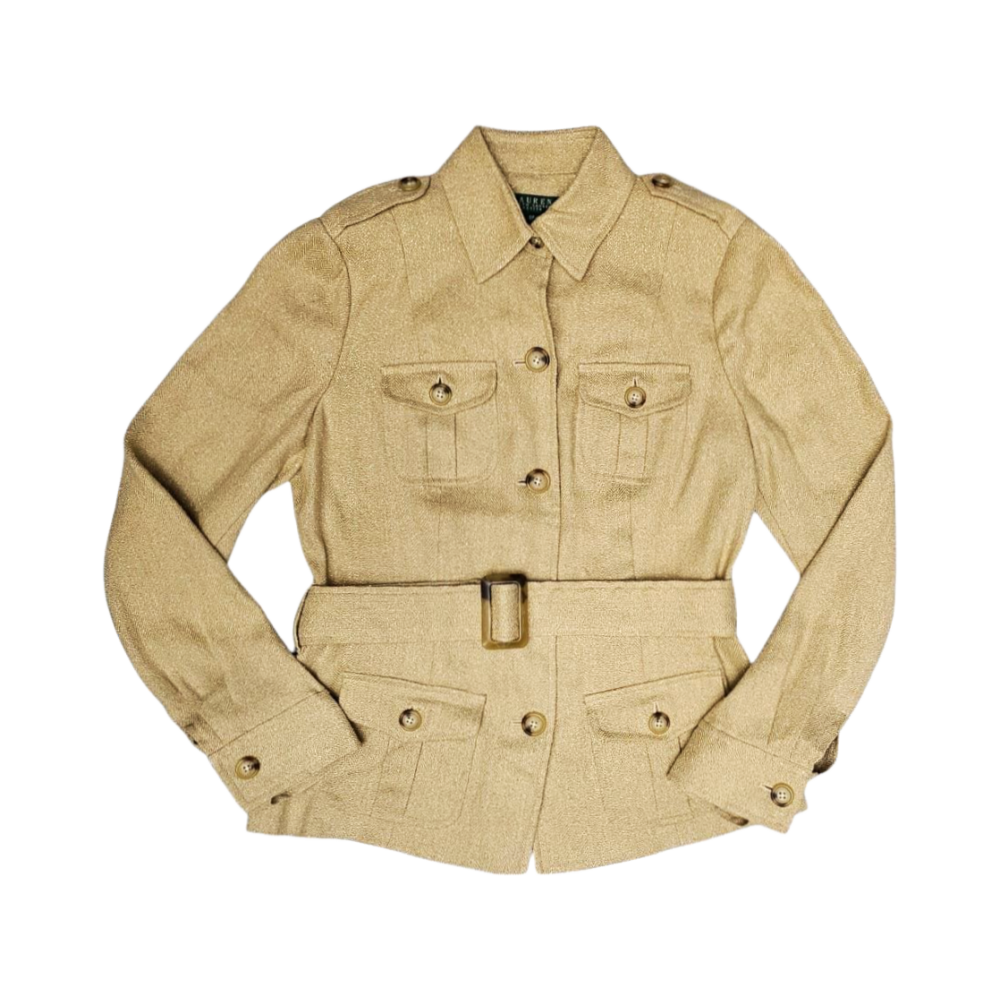 Gold Silk & Linen Safari Style Jacket - Lauren Ralph Lauren - Re:Velvet