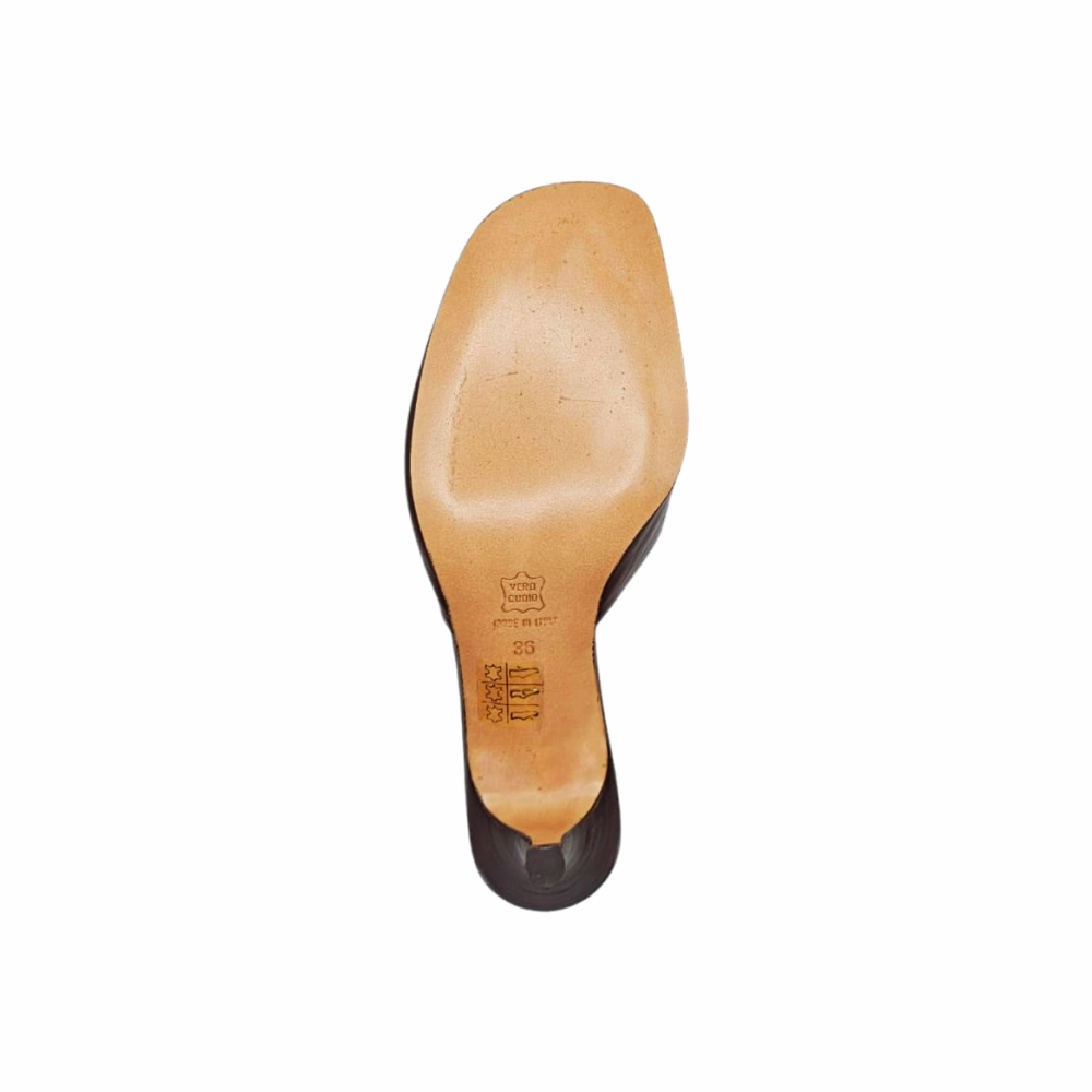 Chocolate Brown Leather Kitten Heel Mules - L.K. Bennett