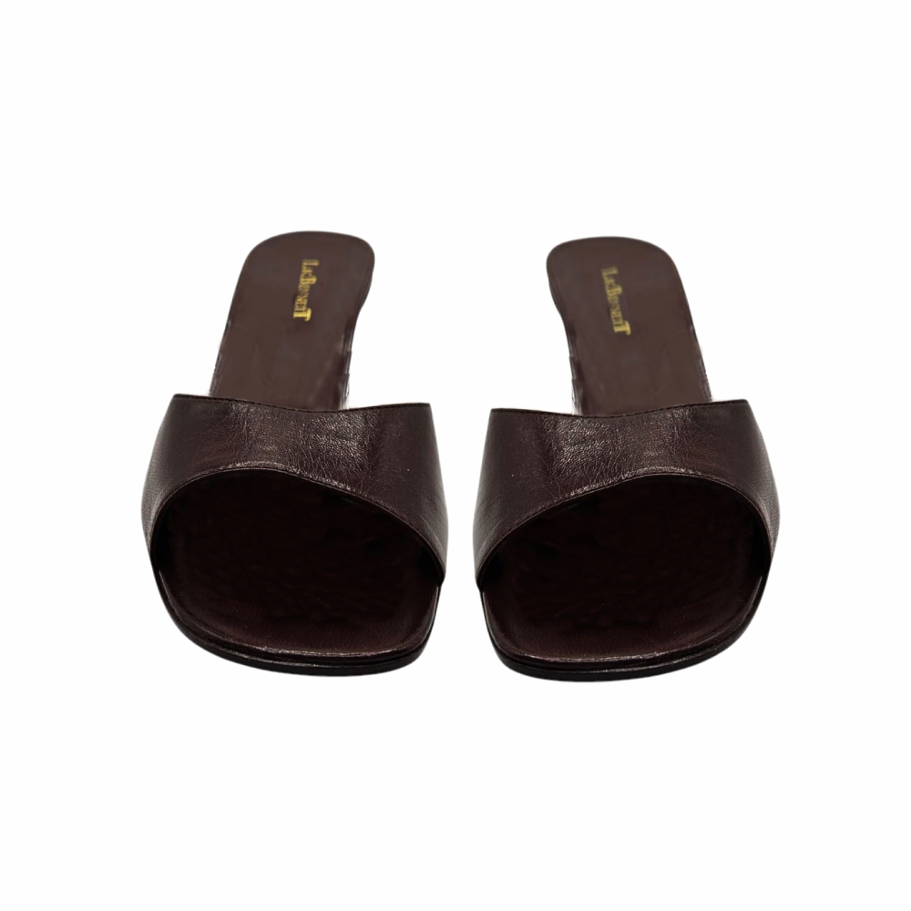 Chocolate Brown Leather Kitten Heel Mules - L.K. Bennett