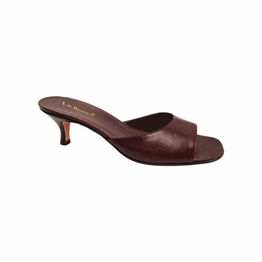 Chocolate Brown Leather  Kitten Heel Mules - L.K. Bennett