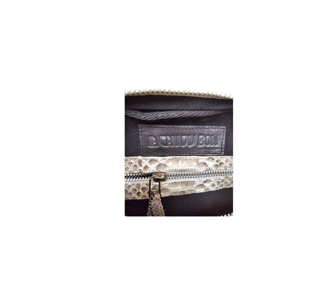 Cross Body Camera Bag in Python Print Leather - La Cav Du Bon