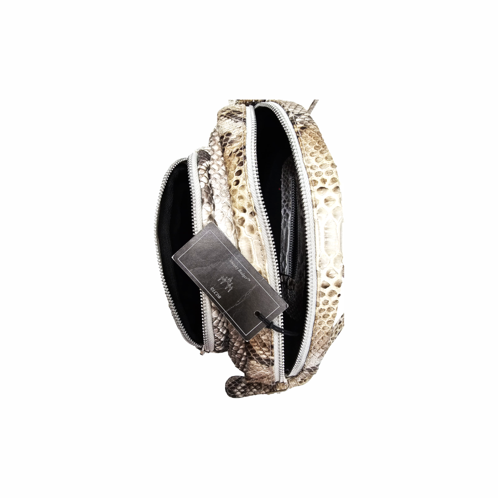 Cross Body Camera Bag in Python Print Leather - La Cav Du Bon