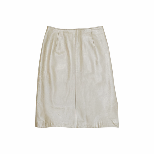 Pearly Leather Cream Pencil Skirt - Des Prés - Re:Velvet