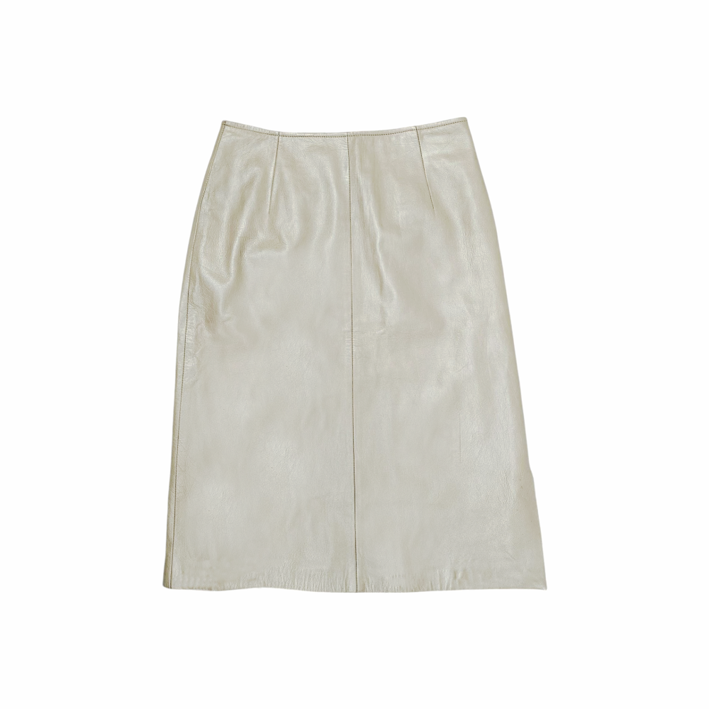 Pearly Leather Cream Pencil Skirt - Des Prés - Re:Velvet