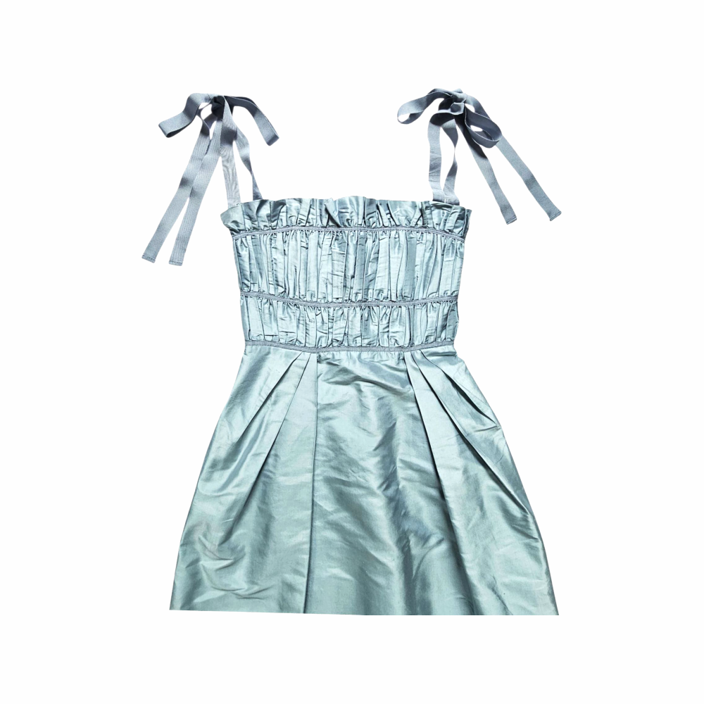 Silk Midi Dress with Grosgrain Tie Straps – Lesea by Lesea Berry