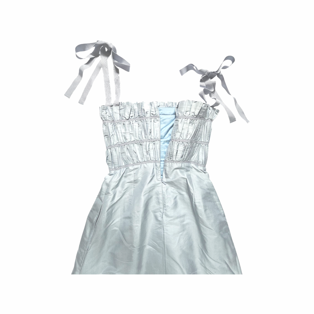 Silk Midi Dress with Grosgrain Tie Straps – Lesea by Lesea Berry