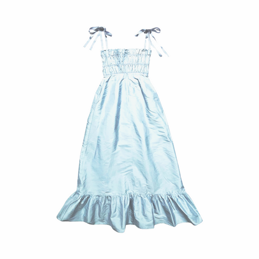 Silk Midi Dress with Grosgrain Tie Straps – Lesea by Lesea Berry