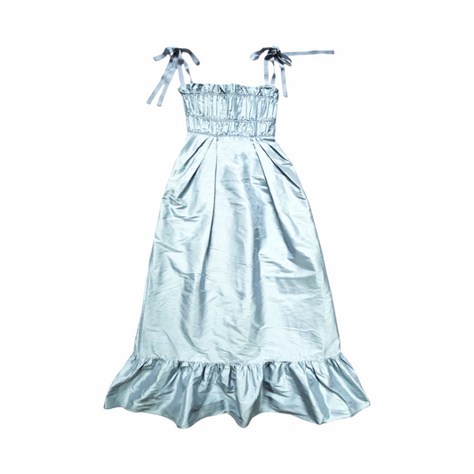 Silk Midi Dress with Grosgrain Tie Straps – Lesea by Lesea Berry