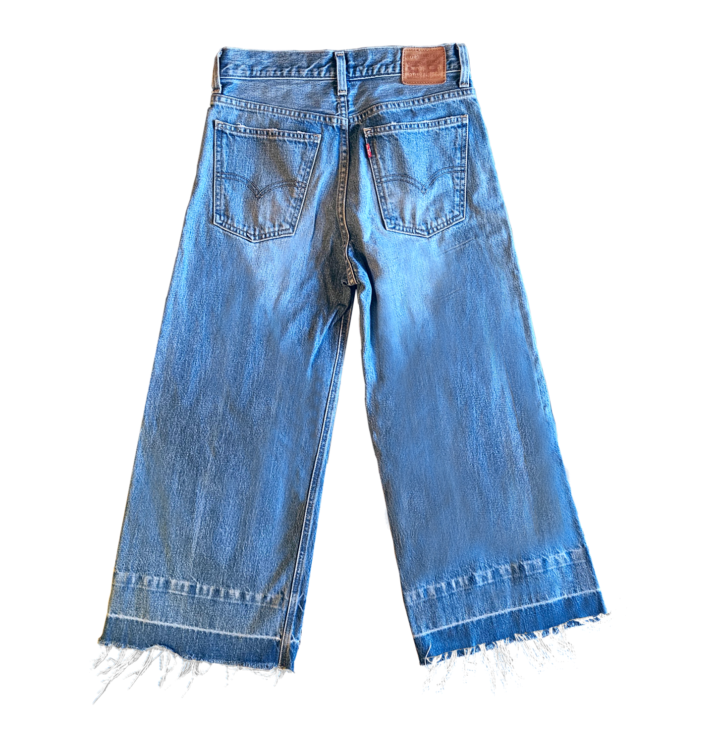 Wide Leg Distressed Fringed Bleach Denim - Levi Strauss - Re:Velvet