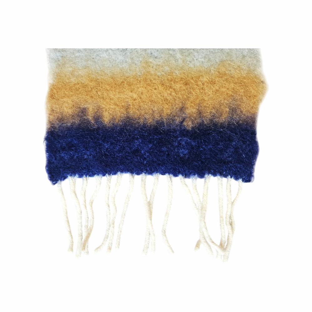 Striped Wool & Mohair Scarf with Leather Anagram Patch - Loewe - Re:Velvet