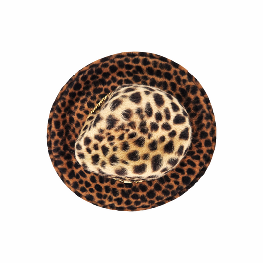 Animal Print Fedora with Removable Jewelled Customized Strap - Louise Green