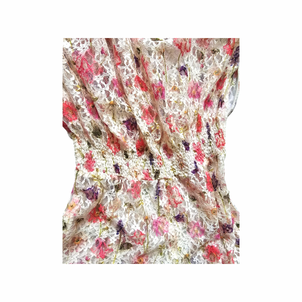 Floral Lace, Off-Shoulder Jumpsuit with Smocked Waist - Luisa Beccaria