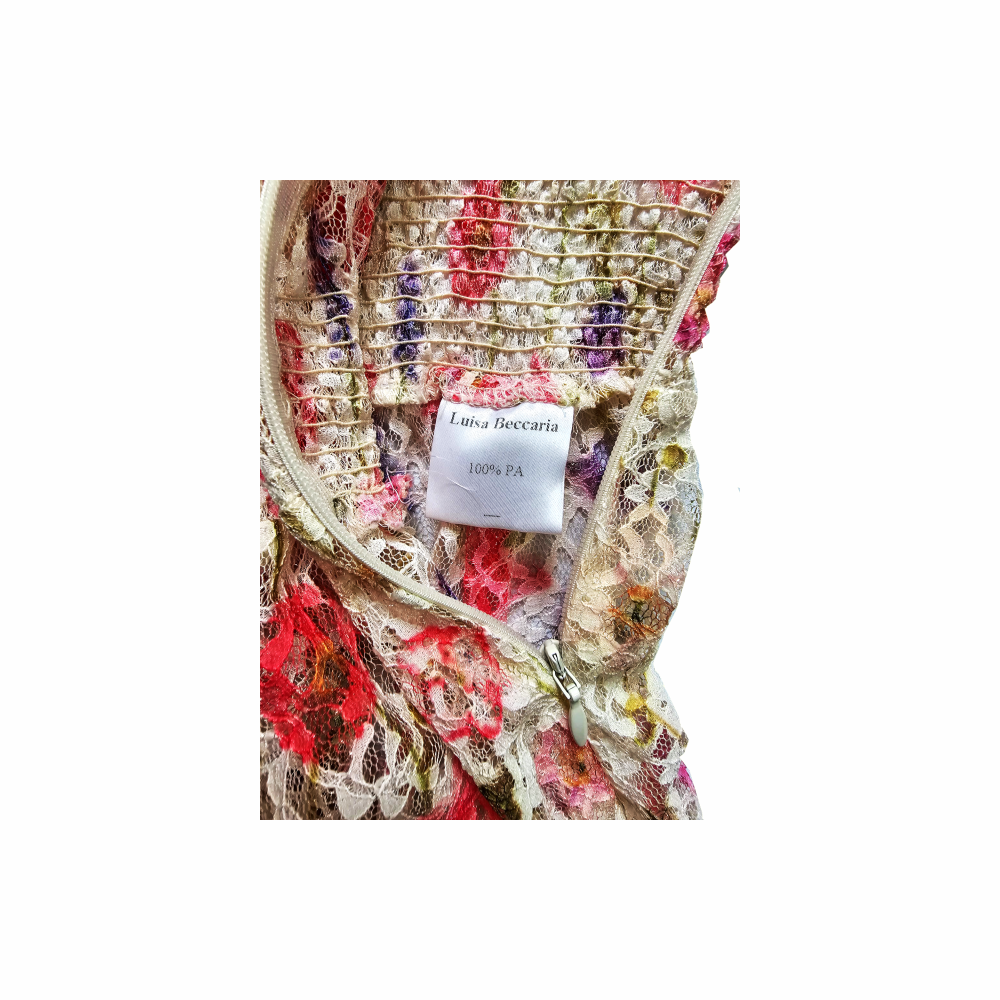 Floral Lace, Off-Shoulder Jumpsuit with Smocked Waist - Luisa Beccaria