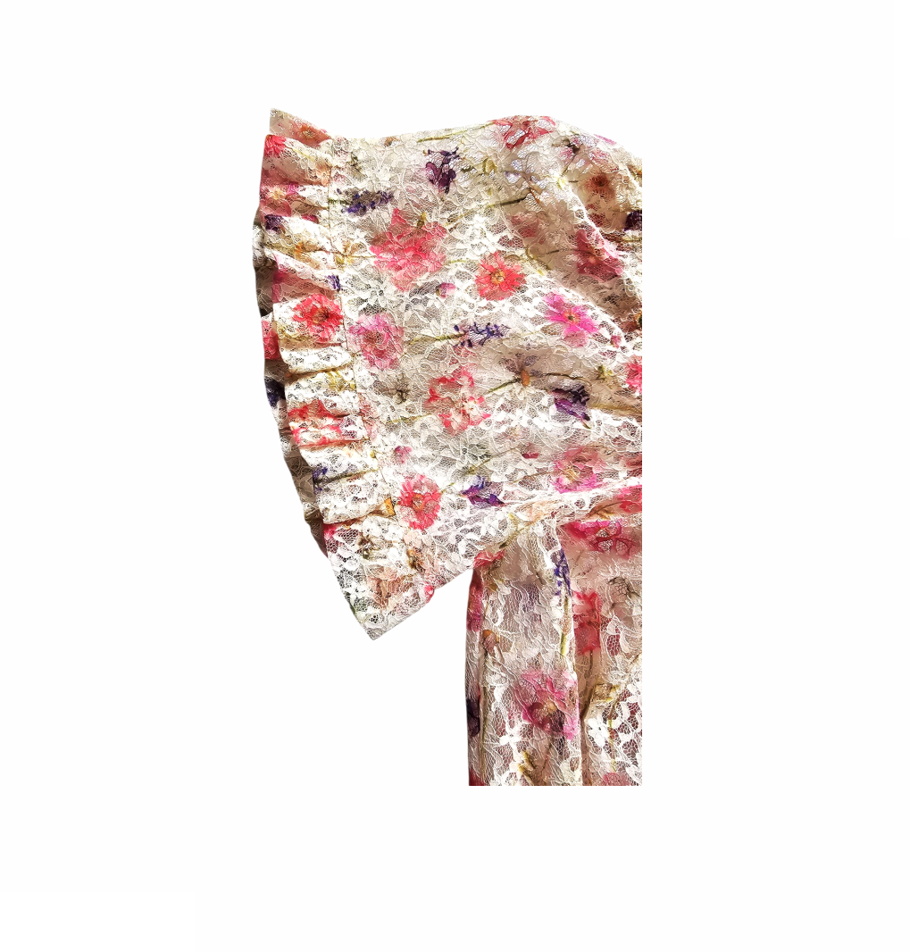 Floral Lace, Off-Shoulder Jumpsuit with Smocked Waist - Luisa Beccaria