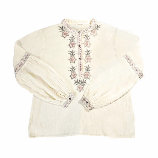 Vintage-Inspired Bohemian Embroidered Peasant Blouse - Maison Hòtel