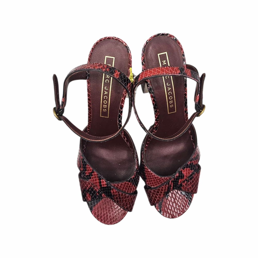 Red Python-Effect Leather Platform Sandals "Debbie" - Marc Jacobs