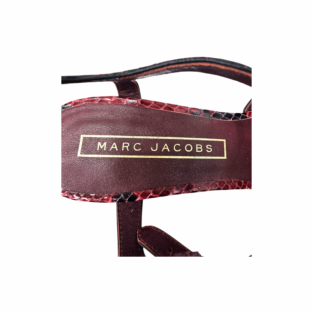 Red Python-Effect Leather Platform Sandals "Debbie" - Marc Jacobs