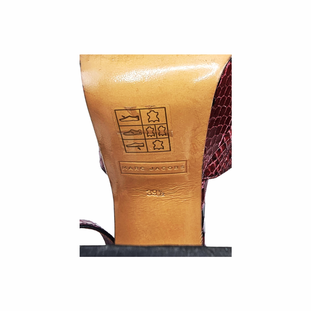 Red Python-Effect Leather Platform Sandals "Debbie" - Marc Jacobs
