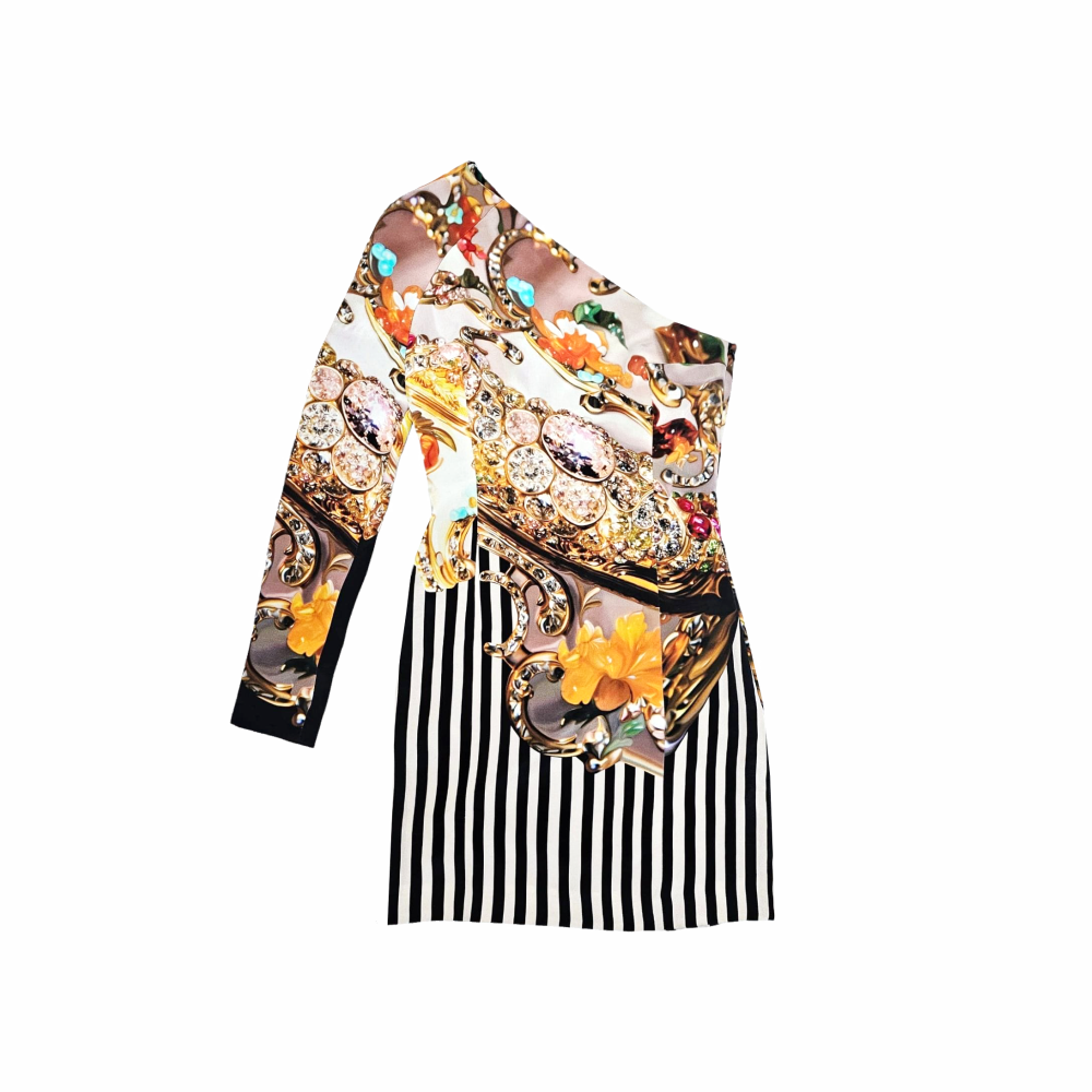 One Shoulder Print Silk Dress - Mary Katrantzou