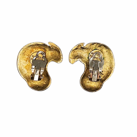 Gold Tone Metal CHameleon Clip On Earrings - Matiere Premiere Paris