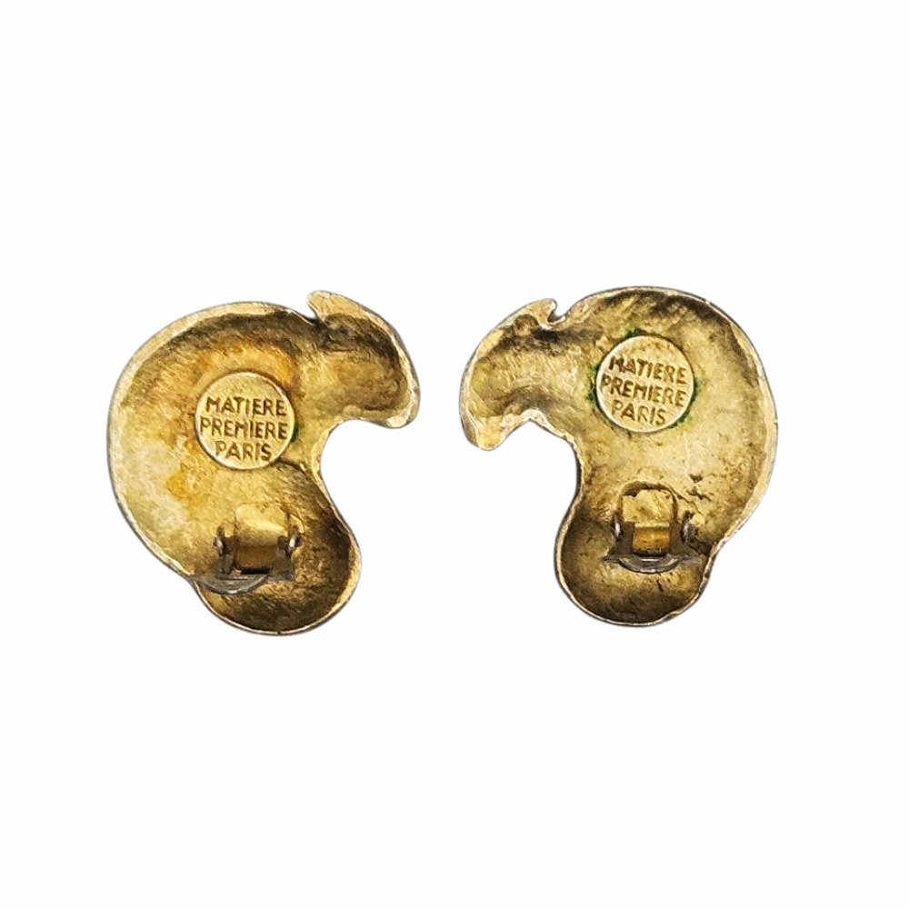 Gold Tone Metal CHameleon Clip On Earrings - Matiere Premiere Paris