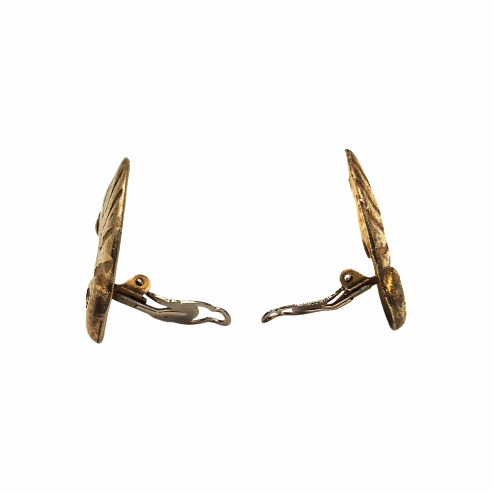 Gold Tone Metal CHameleon Clip On Earrings - Matiere Premiere Paris