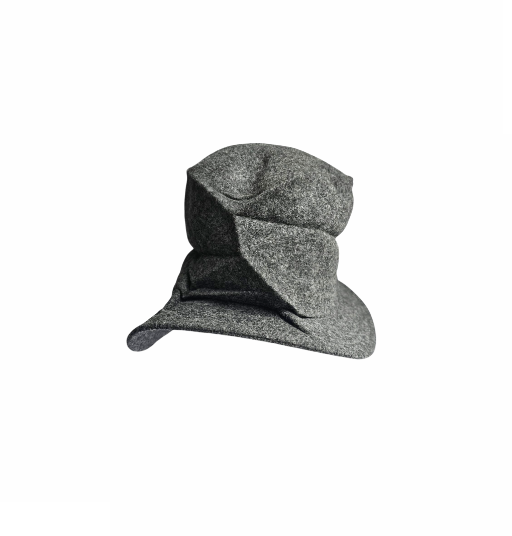 Mens Collapsible Wool Felt Stylised Fedora Hat - Issey Miyake - Re:Velvet