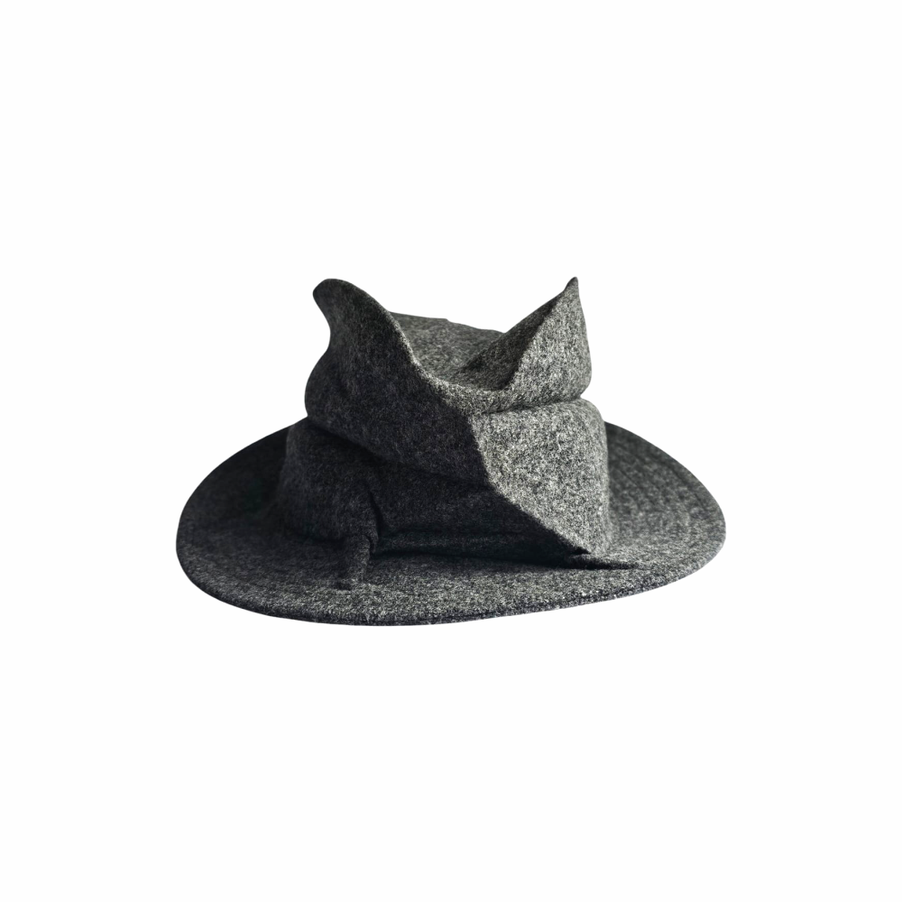 Mens Collapsible Wool Felt Stylised Fedora Hat - Issey Miyake - Re:Velvet