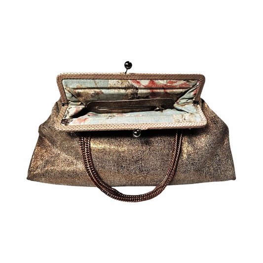 Metallic Gold Frame Bag with Chain Handles