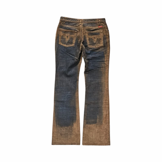 Y2K Distressed Brown & Indigo Wash Jeans - XX by Mexx