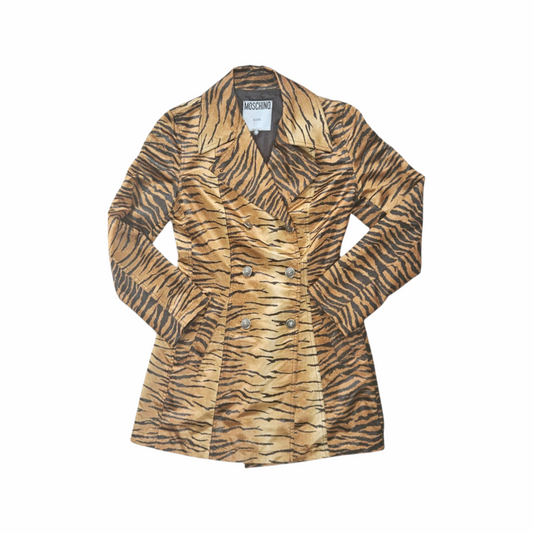 1990s Vintage Tiger Print Double-Breasted Coat -  Moschino Jeans