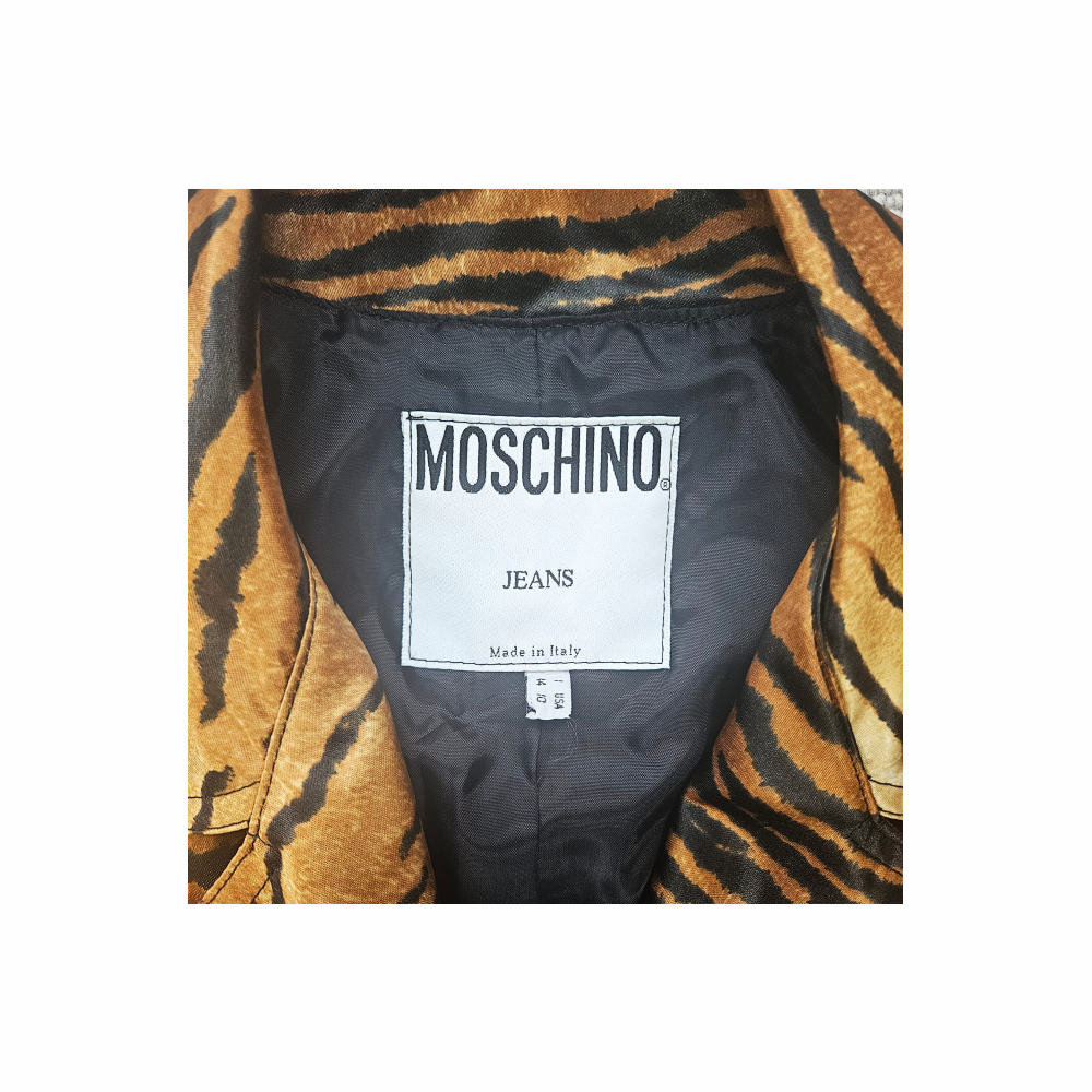 1990s Vintage Tiger Print Double-Breasted Coat - Moschino Jeans