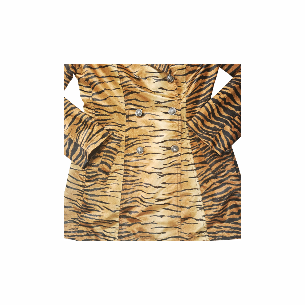 1990s Vintage Tiger Print Double-Breasted Coat - Moschino Jeans