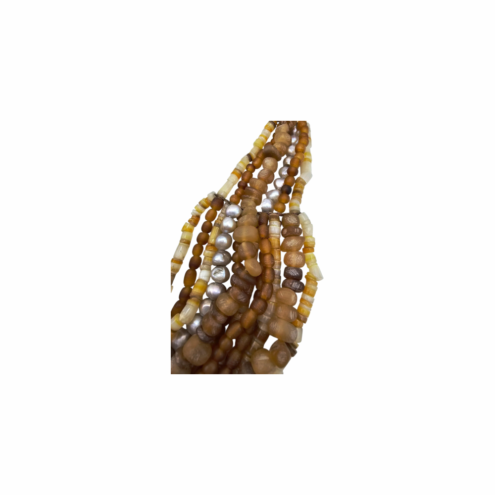 Natural Gemstones and Fresh Water Pearls Multistrand Necklace