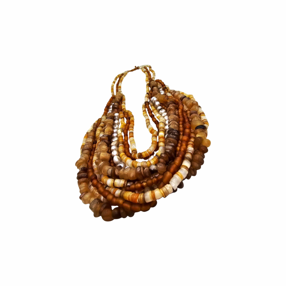 Natural Gemstones and Fresh Water Pearls Multistrand Necklace