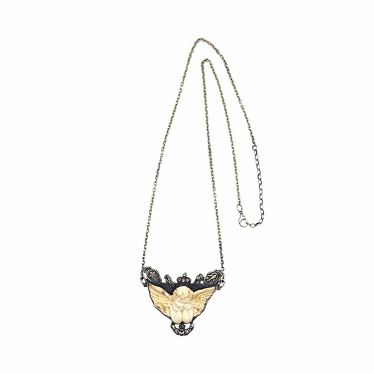 Barocco Style Cherub Pendant & Chain Necklace