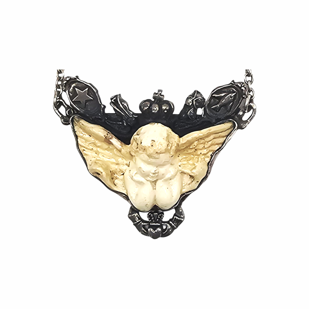 Barocco Style Cherub Pendant & Chain Necklace