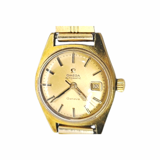 1960-70s Automatic Genève Date 18K Gold Plated Ladies Watch - Omega - Re:Velvet