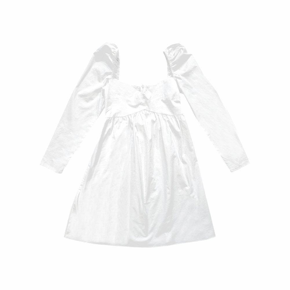 White Cotton Puff Sleeve Mini Dress - Oak + Fort