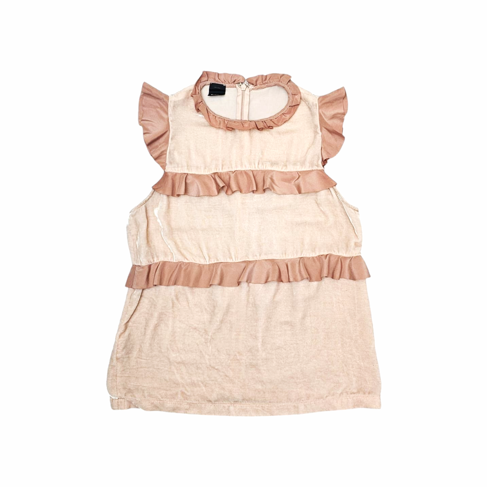Velvet and Satin Ruffles Sleeveless Blouse - Pinko