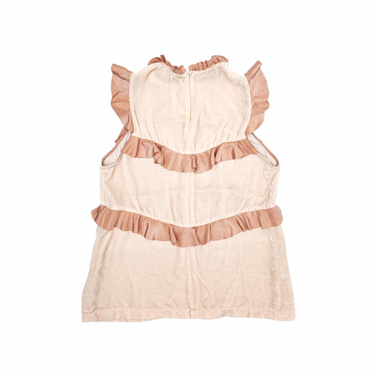 Velvet and Satin Ruffles Sleeveless Blouse - Pinko