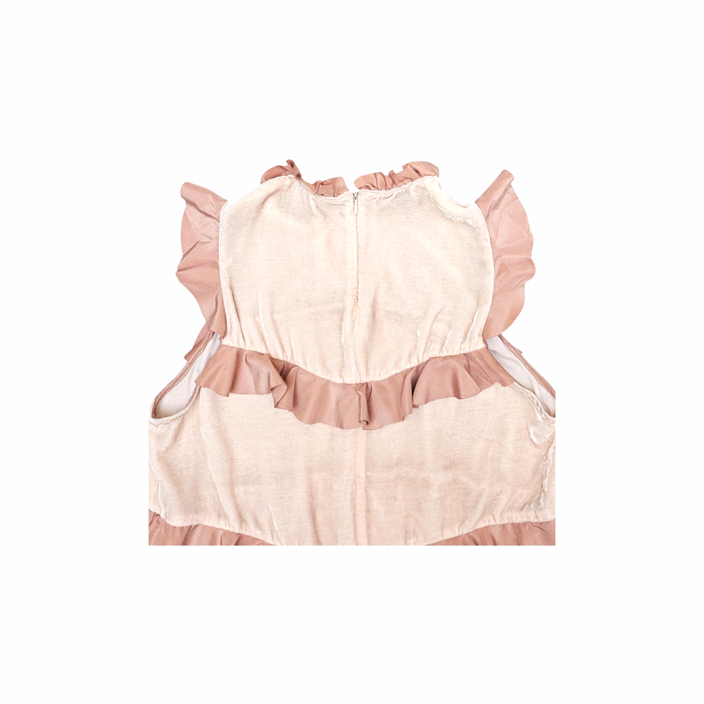 Velvet and Satin Ruffles Sleeveless Blouse - Pinko