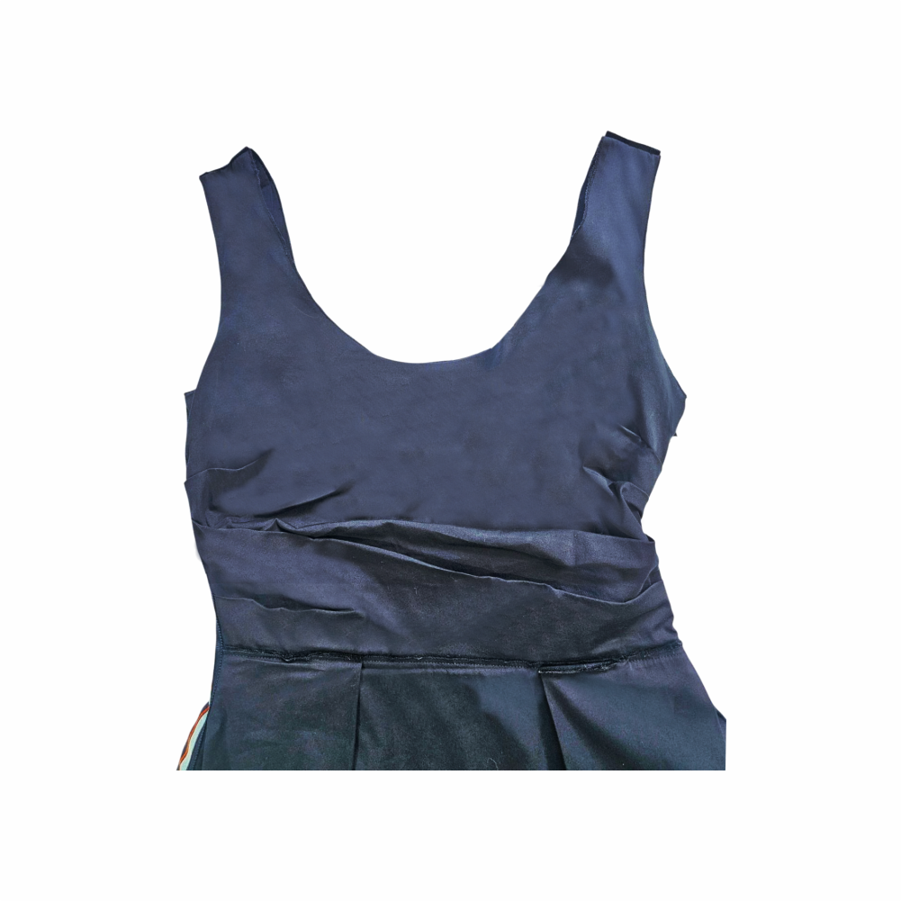 Sleeveless Pleated Canvas Dress with Side Stripe - Prada