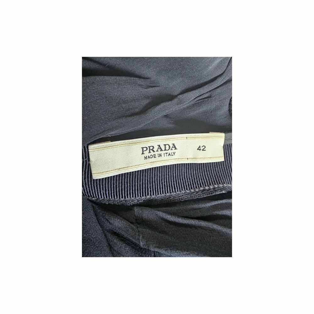 Sleeveless Pleated Canvas Dress with Side Stripe - Prada