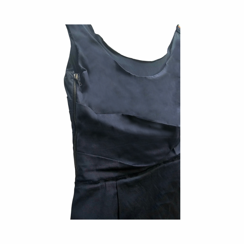 Sleeveless Pleated Canvas Dress with Side Stripe - Prada