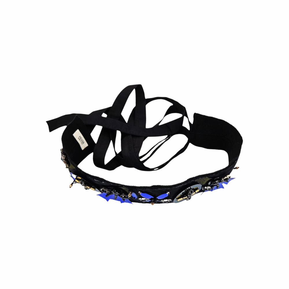 Embellished Gros Grain Cotton Ribbon Obi Belt - Prada