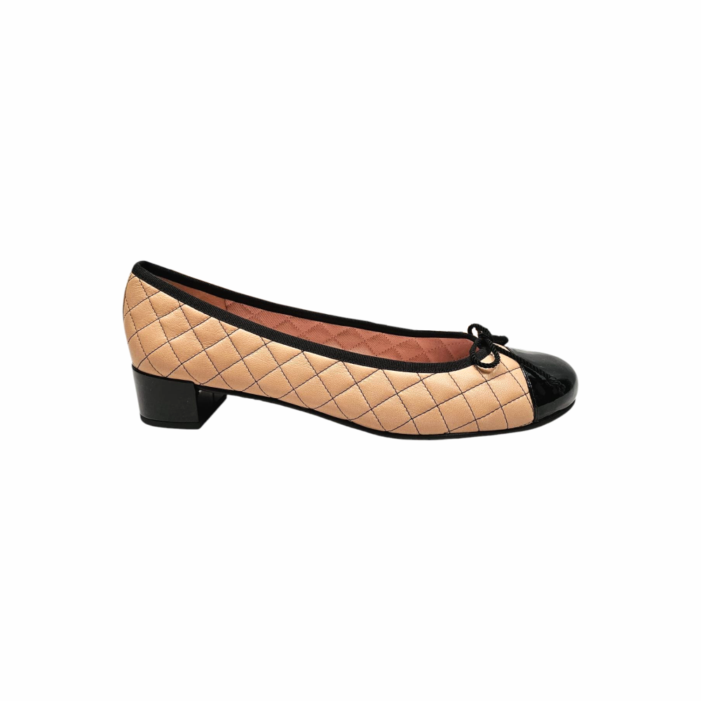 Low Heels Quilted Dual Colour Ballerina Flats "Tostado" - Pretty Ballerina